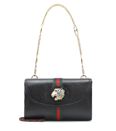 Shop Gucci Rajah Small Leather Shoulder Bag In Black