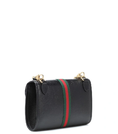 Shop Gucci Rajah Small Leather Shoulder Bag In Black