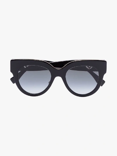 Shop Fendi Eyewear Black Oversized Logo Sunglasses