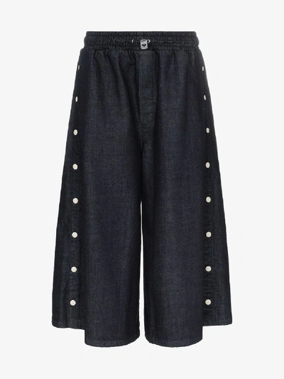 Shop Sunnei Wide-leg Buttoned Cropped Denim Trousers