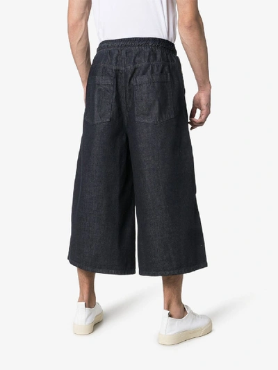 Shop Sunnei Wide-leg Buttoned Cropped Denim Trousers