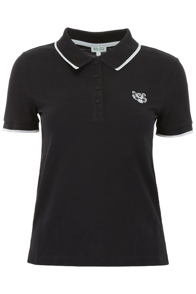 Shop Kenzo Tiger Polo Shirt In Black|nero