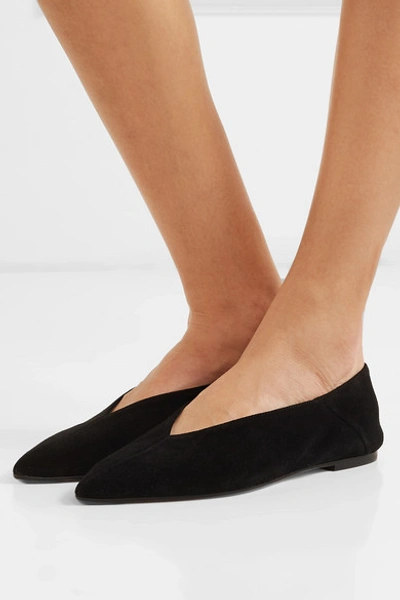 Shop Aeyde Moa Suede Point-toe Flats