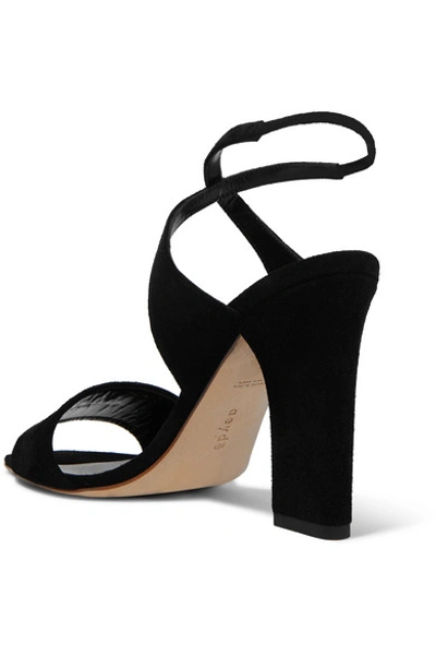 Shop Aeyde Gabriella Tie-detailed Suede Sandals In Black