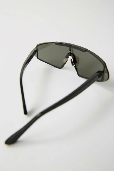 Shop Acne Studios Bornt Black Black/silver In Shield Metal Sunglasses