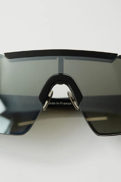 Shop Acne Studios Bornt Black Black/silver In Shield Metal Sunglasses