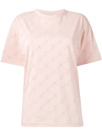 Shop Stella Mccartney T-shirt Mit Perforierten Logos - Rosa In Pink