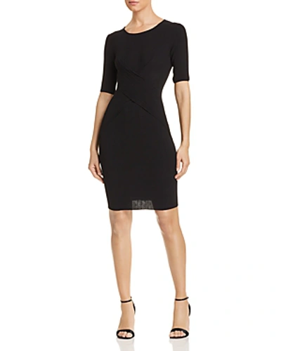 Shop Armani Collezioni Emporio Armani Knit Crisscross-detail Sheath Dress In Solid Black