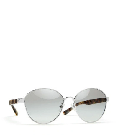 Shop Tory Burch T-logo Sunglasses In Porcini/silver