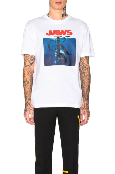 Shop Calvin Klein 205w39nyc Jaws 1975 Graphic Tee In Optic White