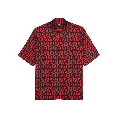 Shop Fendi Black And Red Logo-print Shirt