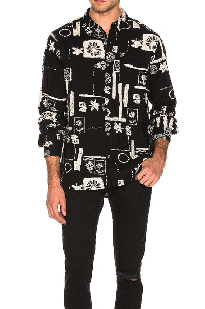 Shop Rolla's Bon Backyard Long Sleeve Shirt In Black & Bone