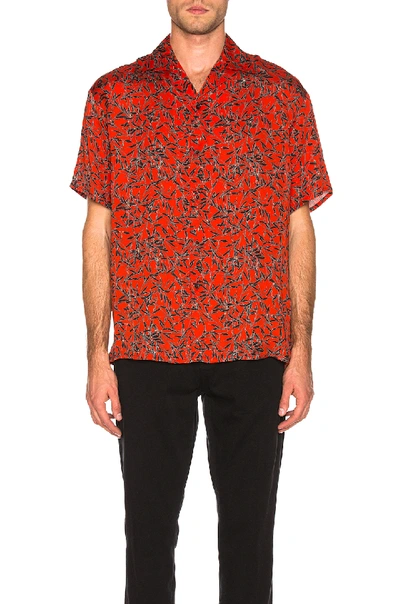 Shop Represent Viscose Camp Collar Shirt In Red Floral