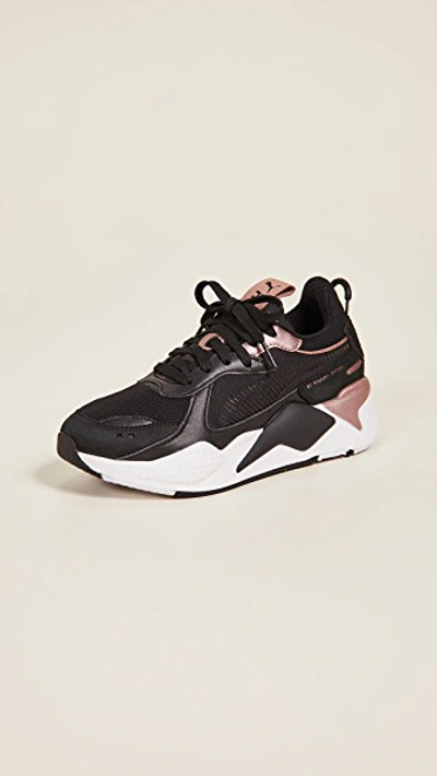 Shop Puma Rs-x Trophy Sneakers In  Black/rose Gold