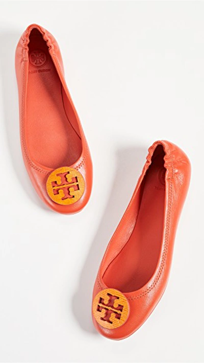 Shop Tory Burch Minnie Travel Ballet Flats In Pomander/bright Pomander