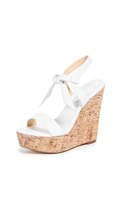 Shop Alexandre Birman Noelle 120mm Wedge Sandals In White/natural