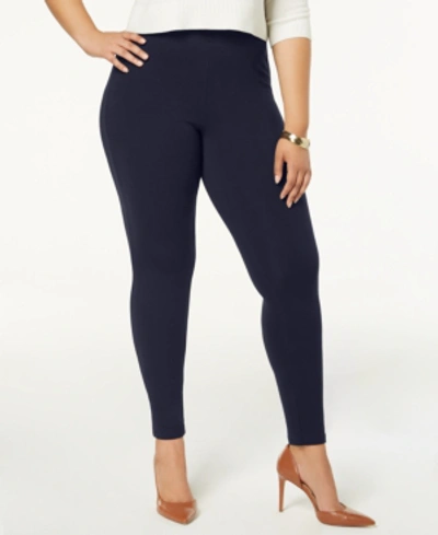Shop Hue Women's Plus Size Cotton Leggings, Created For Macy's In Navy