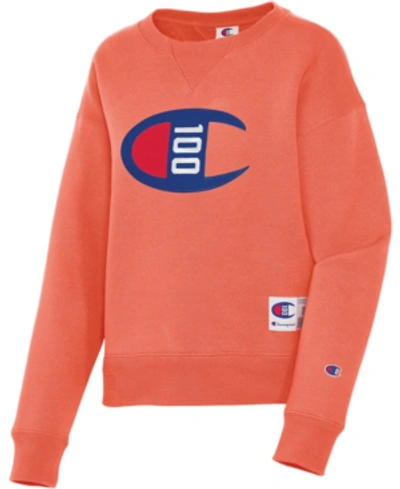 Shop Champion Century Logo Sweatshirt In Groovy Papaya