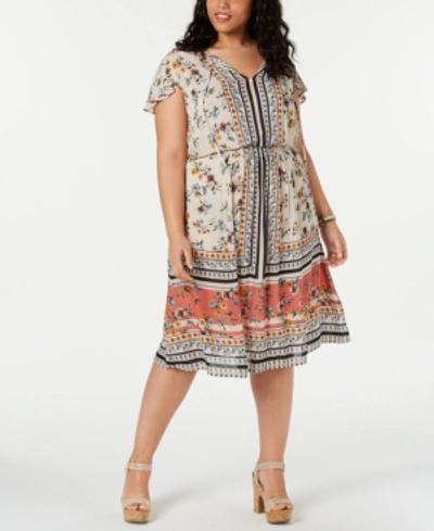 Shop Lucky Brand Plus Size Printed Boho Peasant Dress In Multi