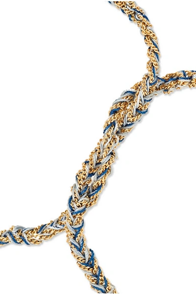 Shop Carolina Bucci Lucky Set Of Three 18-karat White Gold, Silk And Diamond Bracelets