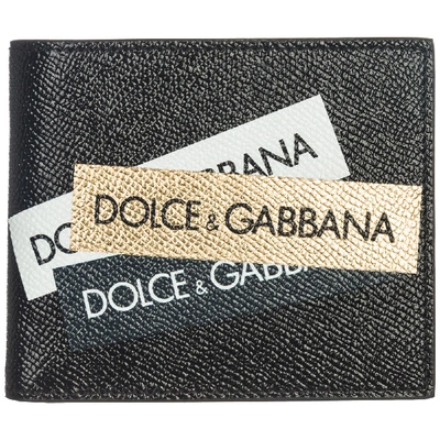 Shop Dolce & Gabbana Genuine Leather Wallet Credit Card Bifold In Nero