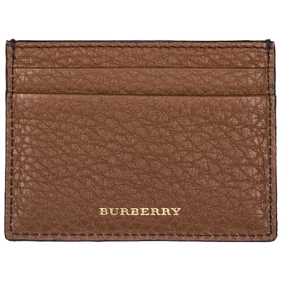 Shop Burberry Genuine Leather Credit Card Case Holder Wallet Sandon In Chestnut Brown