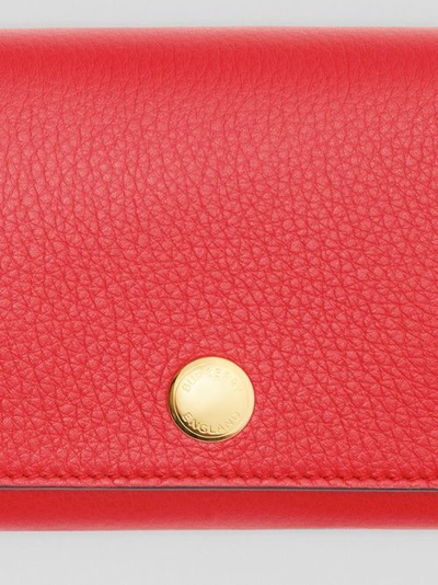 Shop Burberry Triple Stud Leather Folding Wallet In Bright Military Red