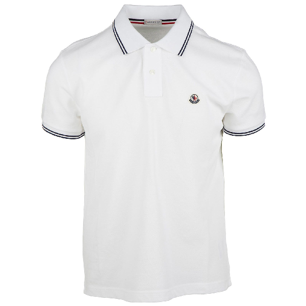 Moncler Short Sleeve T-shirt Polo Collar In Bianco | ModeSens