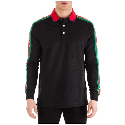 Shop Gucci Long Sleeve T-shirt Polo Collar In Nero