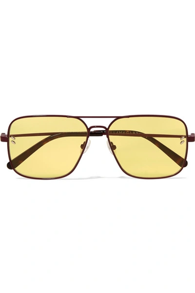 Shop Stella Mccartney Aviator-style Metal And Tortoiseshell Acetate Sunglasses In Yellow