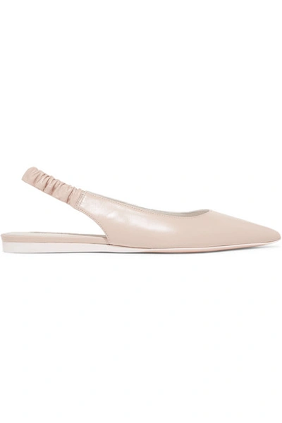 Shop Bottega Veneta Leather Slingback Point-toe Flats In Blush