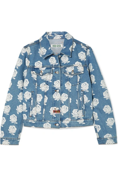 Shop Kenzo Floral-print Denim Jacket In Light Denim
