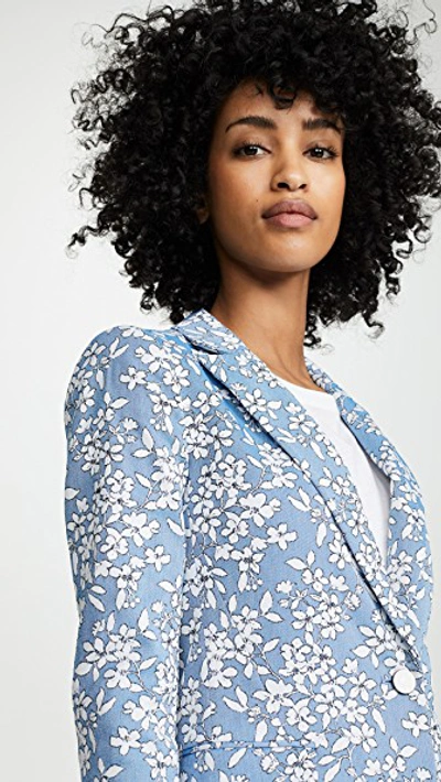 Shop Alice And Olivia Macey Fitted Blazer In Cornflower/white