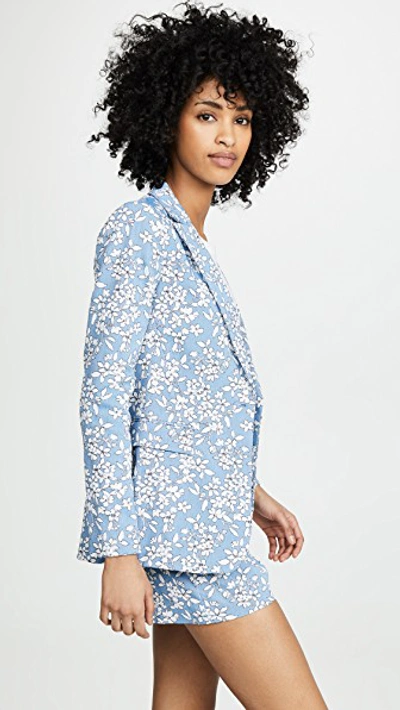 Shop Alice And Olivia Macey Fitted Blazer In Cornflower/white