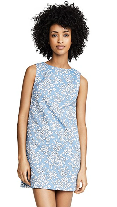 Shop Alice And Olivia Clyde Shift Dress In Cornflower/white