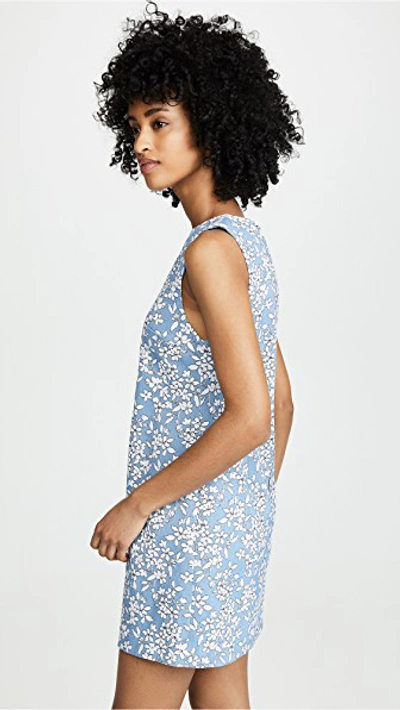 Shop Alice And Olivia Clyde Shift Dress In Cornflower/white