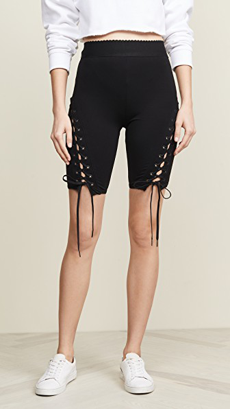 lace up biker shorts