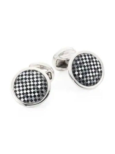 Shop Saks Fifth Avenue Collection Check Cuff Links In Black White Silver