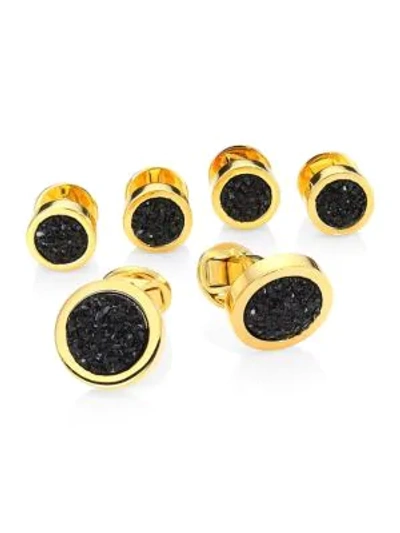 Shop Saks Fifth Avenue Collection Black Druzy Six-piece Cufflink Stud Set In Black Gold