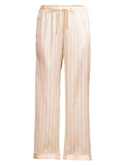 Shop Morgan Lane Silk Striped Pajama Pants In Petal Cream