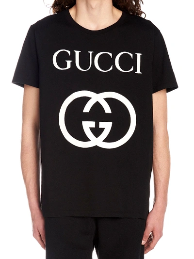 Shop Gucci 'interlocking G' T-shirt In Black