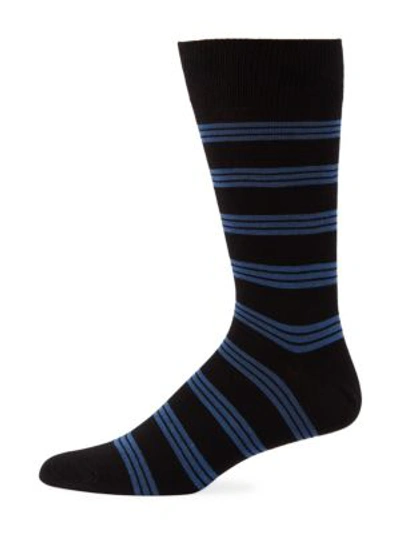 Shop Saks Fifth Avenue Collection Striped Socks In Black Blue