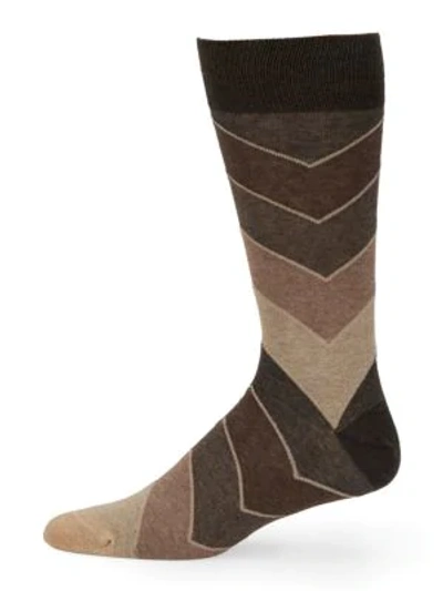 Shop Saks Fifth Avenue Men's Collection Repeated Arrow Socks In Brown