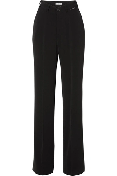 Shop Balenciaga Stretch-crepe Straight-leg Pants In Black
