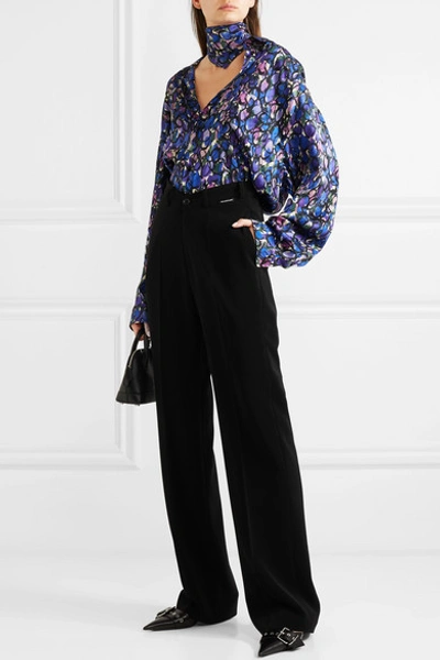 Shop Balenciaga Stretch-crepe Straight-leg Pants In Black