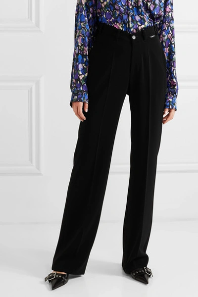 Shop Balenciaga Stretch-crepe Straight-leg Pants In Black