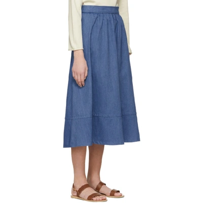 Shop Apc A.p.c. Indigo Margaux Skirt In Ial Indigo