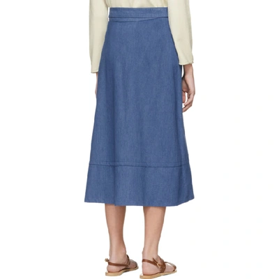 Shop Apc A.p.c. Indigo Margaux Skirt In Ial Indigo