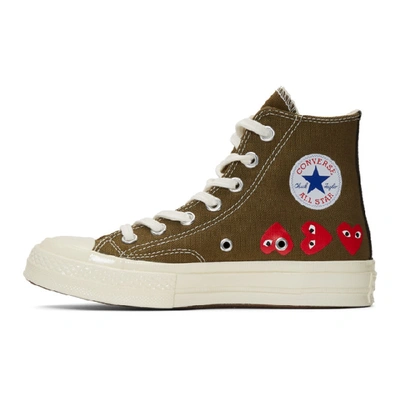 Shop Comme Des Garçons Play Comme Des Garcons Play Khaki Converse Edition Multiple Hearts Chuck 70 High Sneakers In 1 Khaki