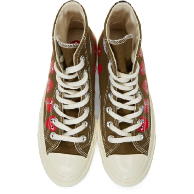 Shop Comme Des Garçons Play Comme Des Garcons Play Khaki Converse Edition Multiple Hearts Chuck 70 High Sneakers In 1 Khaki